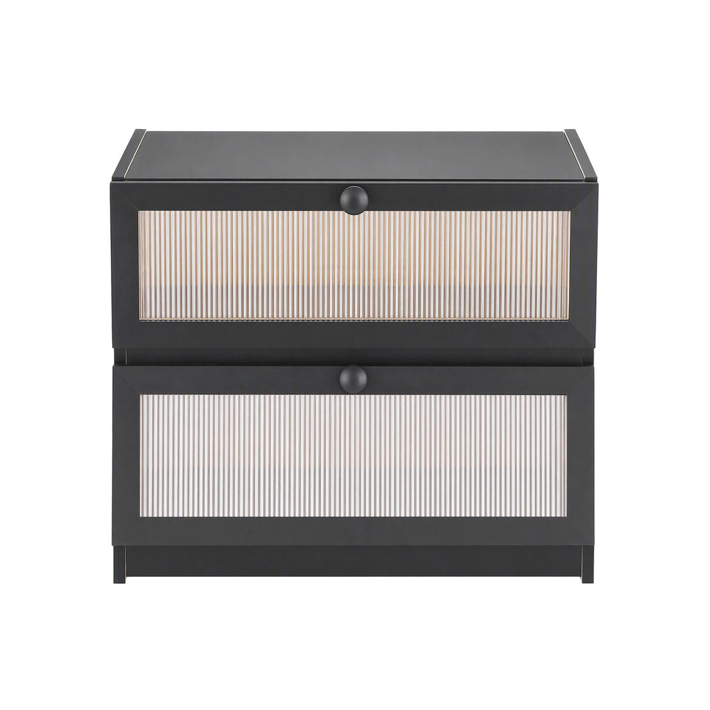 Artiss Bamboo Bread Box 2-Tier Kitchen Countertop Storage 40cm Black