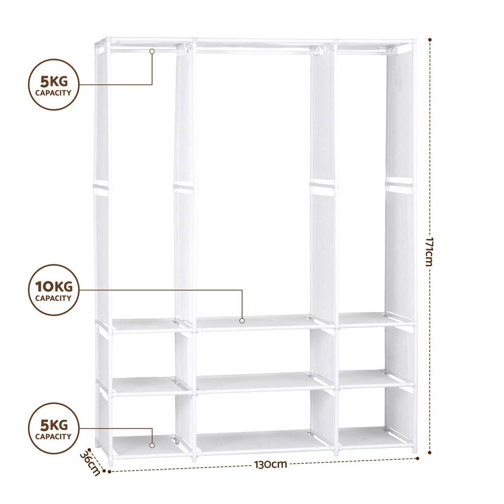 Artiss Large Portable Clothes Closet Wardrobe with Open Shelf White