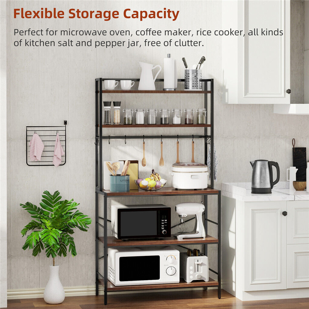 5-Tier Baker's Rack Microwave Stand Storage Shelf 84.5cm